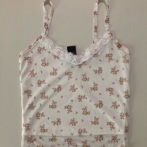 Floral Lace Trim Camisole Tank Top - NWOT